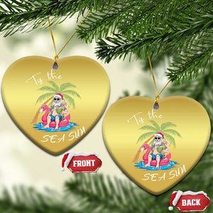 Hawaiian Christmas Ornament Santa Tis The Sea Sun Beach Hawaii Xmas In July Tropical Xmas Gift Family Holiday TS10 Heart Gold Print Your Wear