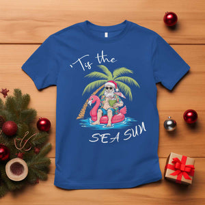 Hawaiian Christmas Santa T Shirt Tis The Sea Sun Beach Hawaii Xmas Tropical Xmas TS10 Royal Blue Print Your Wear