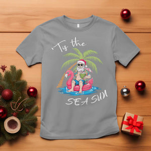 Hawaiian Christmas Santa T Shirt Tis The Sea Sun Beach Hawaii Xmas Tropical Xmas TS10 Sport Gray Print Your Wear