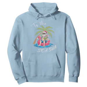 Hawaiian Christmas Santa Hoodie Tis The Sea Sun Beach Hawaii Xmas Tropical Xmas TS10 Light Blue Print Your Wear