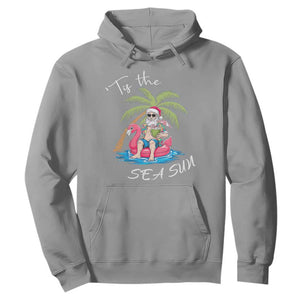 Hawaiian Christmas Santa Hoodie Tis The Sea Sun Beach Hawaii Xmas Tropical Xmas TS10 Sport Gray Print Your Wear