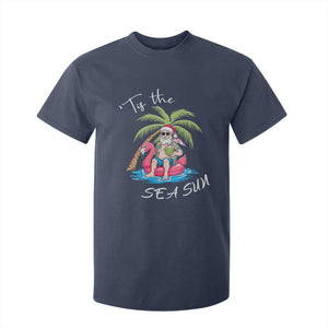 Hawaiian Christmas Santa T Shirt For Kid Tis The Sea Sun Beach Hawaii Xmas Tropical Xmas TS10 Navy Print Your Wear