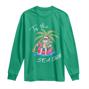 Hawaiian Christmas Santa Long Sleeve Shirt Tis The Sea Sun Beach Hawaii Xmas Tropical Xmas TS10 Irish Green Print Your Wear