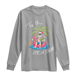 Hawaiian Christmas Santa Long Sleeve Shirt Tis The Sea Sun Beach Hawaii Xmas Tropical Xmas TS10 Sport Gray Print Your Wear