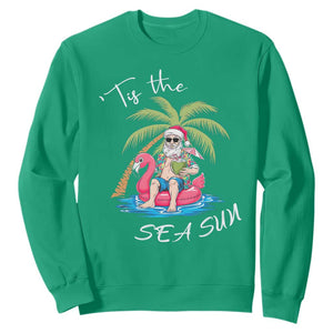 Hawaiian Christmas Santa Sweatshirt Tis The Sea Sun Beach Hawaii Xmas Tropical Xmas TS10 Irish Green Print Your Wear