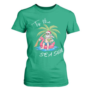 Hawaiian Christmas Santa T Shirt For Women Tis The Sea Sun Beach Hawaii Xmas Tropical Xmas TS10 Irish Green Print Your Wear