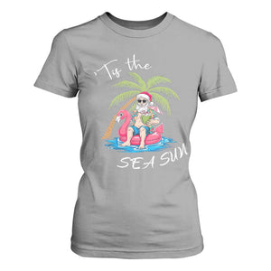 Hawaiian Christmas Santa T Shirt For Women Tis The Sea Sun Beach Hawaii Xmas Tropical Xmas TS10 Sport Gray Print Your Wear