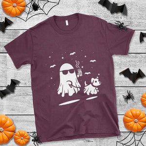 Halloween Ghost Dog T Shirt Retro Spooky Season Boo Sheet TS10 Maroon Print Your Wear