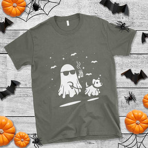 Halloween Ghost Dog T Shirt Retro Spooky Season Boo Sheet TS10 Military Green Print Your Wear