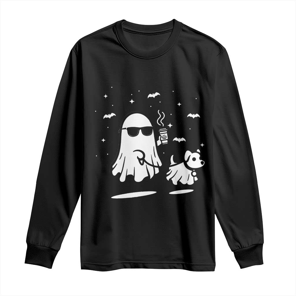 Halloween Ghost Dog Long Sleeve Shirt Retro Spooky Season Boo Sheet TS10 Black Print Your Wear