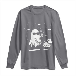 Halloween Ghost Dog Long Sleeve Shirt Retro Spooky Season Boo Sheet TS10 Charcoal Print Your Wear