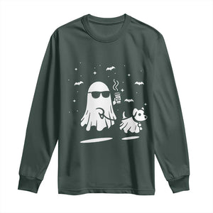 Halloween Ghost Dog Long Sleeve Shirt Retro Spooky Season Boo Sheet TS10 Dark Forest Green Print Your Wear