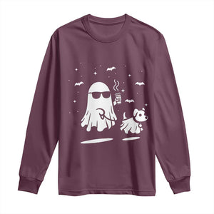 Halloween Ghost Dog Long Sleeve Shirt Retro Spooky Season Boo Sheet TS10 Maroon Print Your Wear