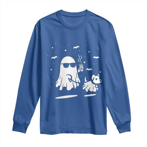 Halloween Ghost Dog Long Sleeve Shirt Retro Spooky Season Boo Sheet TS10 Royal Blue Print Your Wear