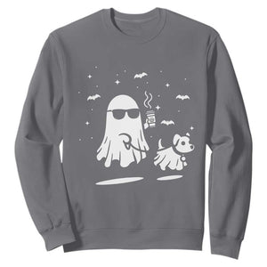 Halloween Ghost Dog Sweatshirt Retro Spooky Season Boo Sheet TS10 Charcoal Print Your Wear