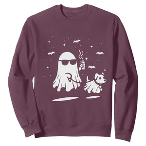 Halloween Ghost Dog Sweatshirt Retro Spooky Season Boo Sheet TS10 Maroon Print Your Wear