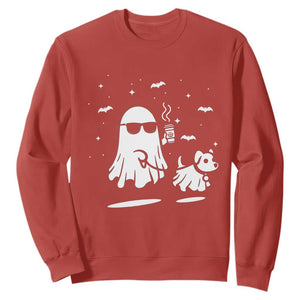 Halloween Ghost Dog Sweatshirt Retro Spooky Season Boo Sheet TS10 Red Print Your Wear