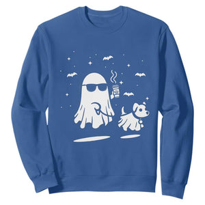 Halloween Ghost Dog Sweatshirt Retro Spooky Season Boo Sheet TS10 Royal Blue Print Your Wear