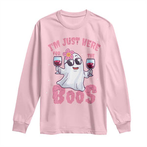 Halloween Women Ghost Cute Funny Long Sleeve Shirt I'm Just Here For The Boos TS10 Light Pink Print Your Wear