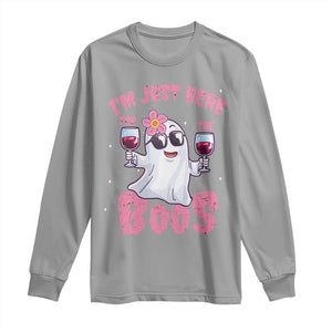 Halloween Women Ghost Cute Funny Long Sleeve Shirt I'm Just Here For The Boos TS10 Sport Gray Print Your Wear