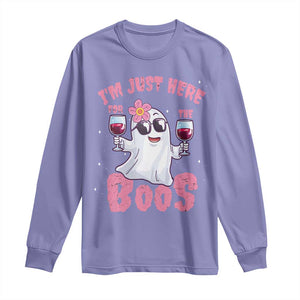 Halloween Women Ghost Cute Funny Long Sleeve Shirt I'm Just Here For The Boos TS10 Violet Print Your Wear