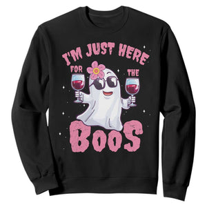 Halloween Women Ghost Cute Funny Sweatshirt I'm Just Here For The Boos TS10 Black Print Your Wear