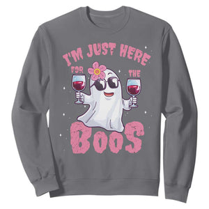 Halloween Women Ghost Cute Funny Sweatshirt I'm Just Here For The Boos TS10 Charcoal Print Your Wear