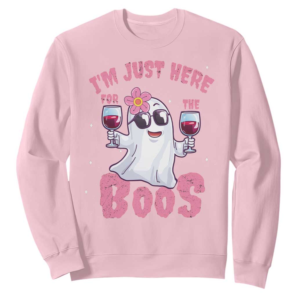 Halloween Women Ghost Cute Funny Sweatshirt I'm Just Here For The Boos TS10 Light Pink Print Your Wear