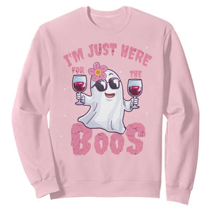 Halloween Women Ghost Cute Funny Sweatshirt I'm Just Here For The Boos TS10 Light Pink Print Your Wear