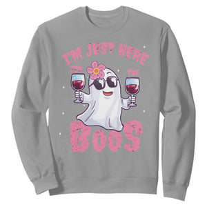 Halloween Women Ghost Cute Funny Sweatshirt I'm Just Here For The Boos TS10 Sport Gray Print Your Wear