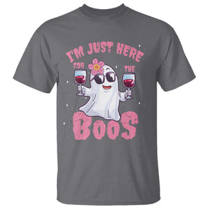 Halloween Women Ghost Cute Funny T Shirt I'm Just Here For The Boos TS10 Charcoal Print Your Wear