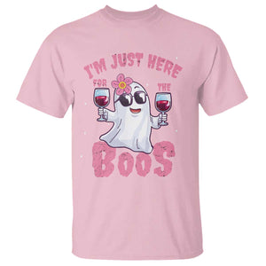 Halloween Women Ghost Cute Funny T Shirt I'm Just Here For The Boos TS10 Light Pink Print Your Wear