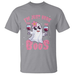 Halloween Women Ghost Cute Funny T Shirt I'm Just Here For The Boos TS10 Sport Gray Print Your Wear