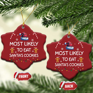 Funny Christmas Ornament Most Likely To Eat Santas Cookies TS10 Snow Flake Red Print Your Wear