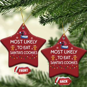 Funny Christmas Ornament Most Likely To Eat Santas Cookies TS10 Star Red Print Your Wear