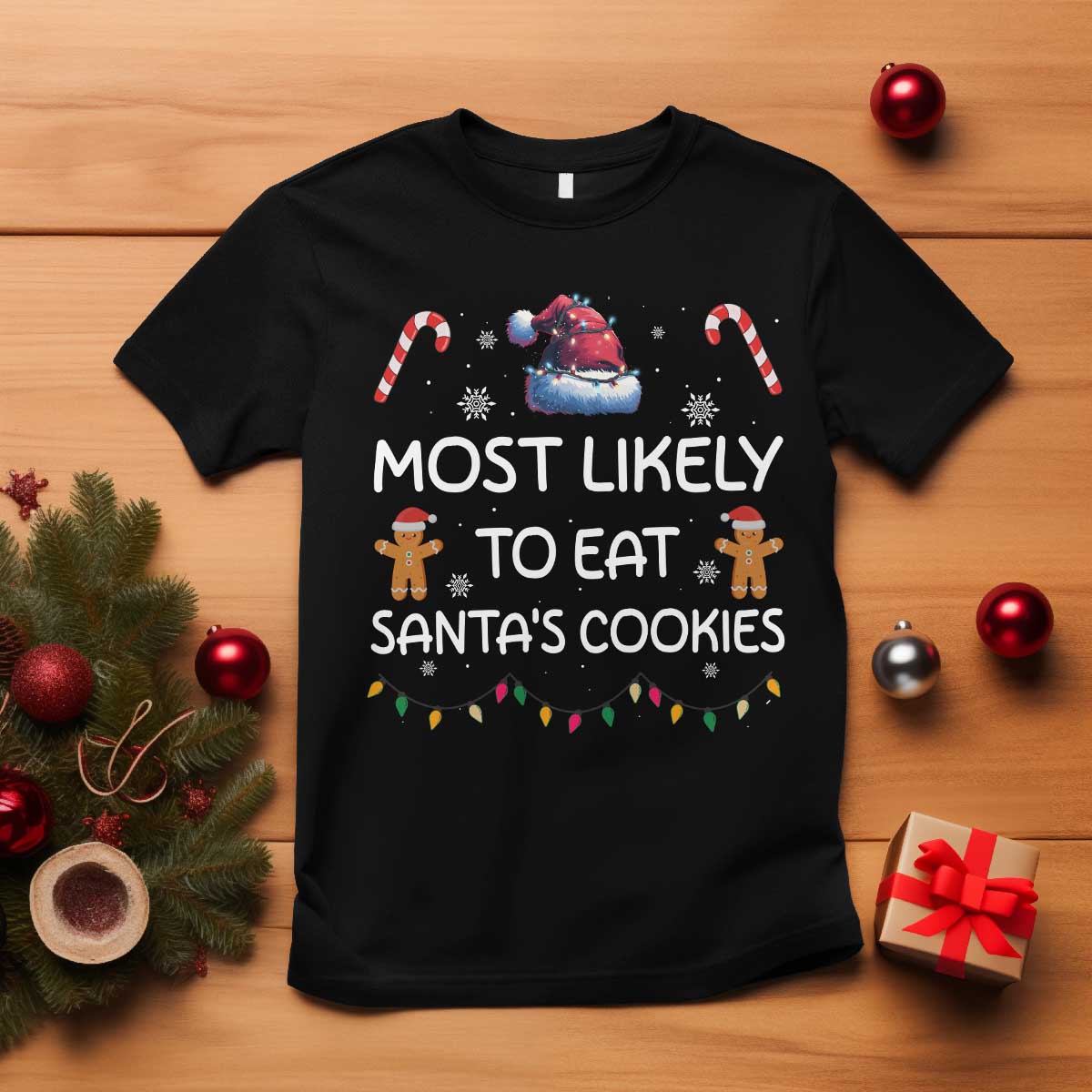 Family Matching Christmas T Shirt Most Likely To Eat Santas Cookies TS10 Black Print Your Wear