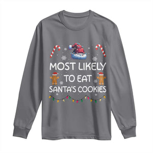 Family Matching Christmas Long Sleeve Shirt Most Likely To Eat Santas Cookies TS10 Charcoal Print Your Wear