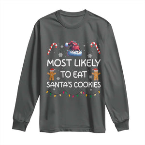 Family Matching Christmas Long Sleeve Shirt Most Likely To Eat Santas Cookies TS10 Dark Heather Print Your Wear