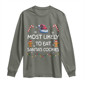 Family Matching Christmas Long Sleeve Shirt Most Likely To Eat Santas Cookies TS10 Military Green Print Your Wear