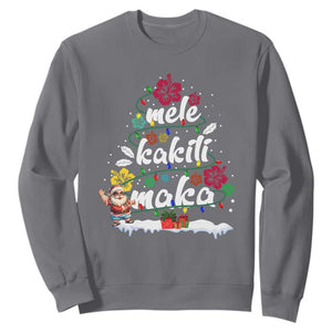 Hawaiian Christmas Tree Sweatshirt Mele Kalikimaka Beach Family Vacation Xmas Hawaii Santa TS10 Charcoal Print Your Wear