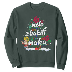 Hawaiian Christmas Tree Sweatshirt Mele Kalikimaka Beach Family Vacation Xmas Hawaii Santa TS10 Dark Forest Green Print Your Wear