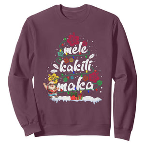 Hawaiian Christmas Tree Sweatshirt Mele Kalikimaka Beach Family Vacation Xmas Hawaii Santa TS10 Maroon Print Your Wear