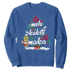 Hawaiian Christmas Tree Sweatshirt Mele Kalikimaka Beach Family Vacation Xmas Hawaii Santa TS10 Royal Blue Print Your Wear