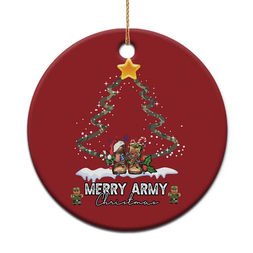 Merry Army Xmas Christmas Ornament Military Family Veteran Gift Camo Boots TS10 Print Your Wear