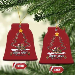 Merry Army Xmas Christmas Ornament Military Family Veteran Gift Camo Boots TS10 Bell Flake Red Print Your Wear