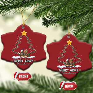 Merry Army Xmas Christmas Ornament Military Family Veteran Gift Camo Boots TS10 Snow Flake Red Print Your Wear