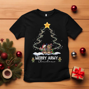 Merry Army Christmas T Shirt Military Family Veteran Xmas Gift Camo Boots TS10 Black Print Your Wear