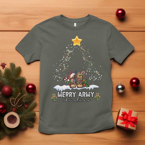 Merry Army Christmas T Shirt Military Family Veteran Xmas Gift Camo Boots TS10 Military Green Print Your Wear