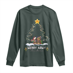 Merry Army Christmas Long Sleeve Shirt Military Family Veteran Xmas Gift Camo Boots TS10 Dark Forest Green Print Your Wear