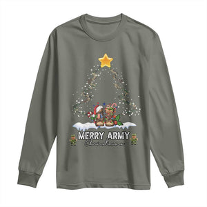 Merry Army Christmas Long Sleeve Shirt Military Family Veteran Xmas Gift Camo Boots TS10 Military Green Print Your Wear